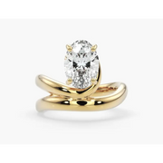 Oval Cut Lab Grown Diamond Twisted Engagement Ring in 18K Yellow Gold, Modern Solitaire Ring