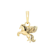 Elegant Pegasus gold pendant featuring a mythical winged horse design, crafted in fine gold for a timeless jewelry look