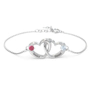 1.20 Ct Heart Promise Bracelet with Round Cut Two Stones Custom Name Bracelet