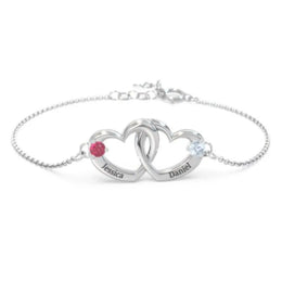 1.20 Ct Heart Promise Bracelet with Round Cut Two Stones Custom Name Bracelet