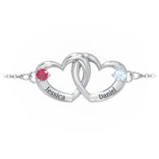 1.20 Ct Heart Promise Bracelet with Round Cut Two Stones Custom Name Bracelet
