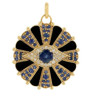 Blue sapphire diamond black onyx evil eye pendant