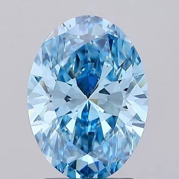 0.10 Carat Vivid Blue Oval Cut Lab Grown Diamond