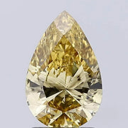 brownish yellow colour diamond pear Shaped Fancy Brownish Yellow Lab Grown Diamond