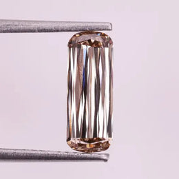 3.23 Ct champagne lab grown diamond elongated criss cut cushion shape, VS clarity loose diamond for custom engagement ring or fine jewelry