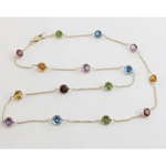 0.25 Ct genuine multicolour gemstone pendant necklace with soft pastel tones and delicate elegant design, perfect for minimal fine jewelry and everyday wear