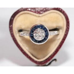Stylish lab created gemstone diamond ring with pink gemstone and white diamond double halo design