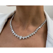 33.13 Ct moissanite pear and marquise cut white tennis necklace luxury sparkling jewelry for women