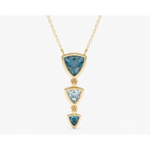 0.91 Ct Genuine Blue and White Diamond Necklace Modern Minimalist Luxury Pendant Fine Jewelry