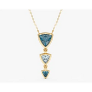 0.91 Ct Genuine Blue and White Diamond Necklace Modern Minimalist Luxury Pendant Fine Jewelry
