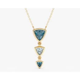 0.91 Ct Genuine Blue and White Diamond Necklace Modern Minimalist Luxury Pendant Fine Jewelry