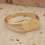 Vintage Style Signet Ring Solid Gold Minimalist Statement Ring for Women