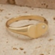 Vintage Style Signet Ring Solid Gold Minimalist Statement Ring for Women