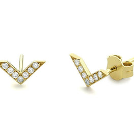 Dainty Diamond Earrings in 14k Solid Gold Plated / Chevron Earrings / V Stud Earrings / Delicate Diamond Studs / Gift for Her