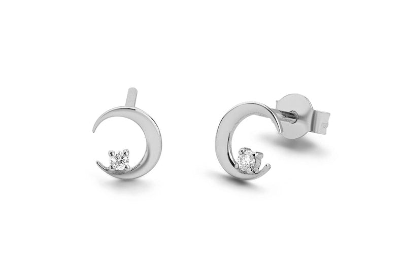 Moon Earrings / Crescent Moon Diamond Earring Studs in 14k Gold/ Crescent Moon Earrings / Moon Gold Earrings / Mini Studs Earrings