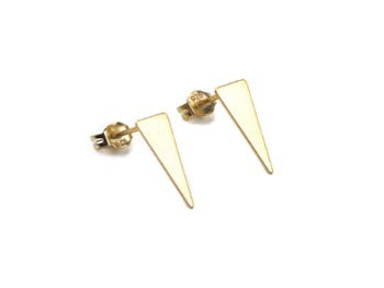 Triangle stud earrings, Upside down triangle stud earrings, Isosceles triangle earrings, Unisex earrings, 925 sterling silver earrings - Jay Amar Gems