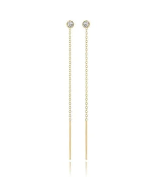 Dainty Solitaire Threading Earrings in 14K Gold Vermeil over Sterling Silver