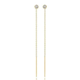 Dainty Solitaire Threading Earrings in 14K Gold Vermeil over Sterling Silver