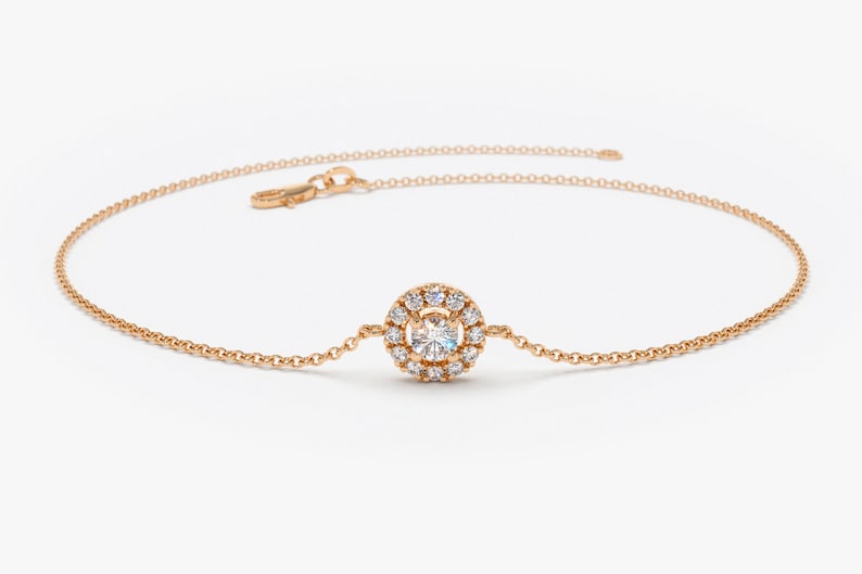 Cz Diamond Halo Bracelet 14k Yellow Gold Plated Wedding Proposal Gift Bracelet For Someone Special