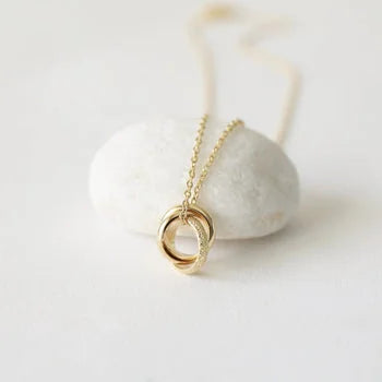 Linked Circle Pendant Necklace Promise Gift