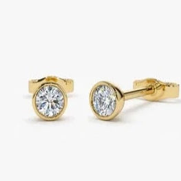 Round Cut Bezel Set Earrings