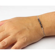 silver bracelets inspired by raw Black diamond rock and rough diamond gemstone.