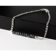 silver bracelets inspired by raw Black diamond rock and rough diamond gemstone.