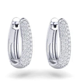 Stunning Hoops Earring 14k Yellow Gold Plated Engagement Gift 3 Row Pave Earring For Her