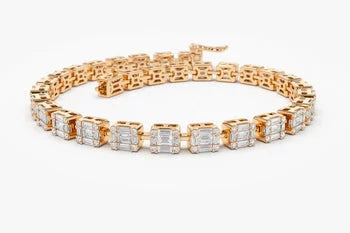 Baguette Cut Elegant Yellow Plated Bridal Bracelet