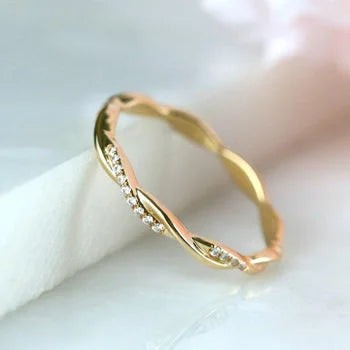 Dainty Twisted Sterling Silver Wedding Band