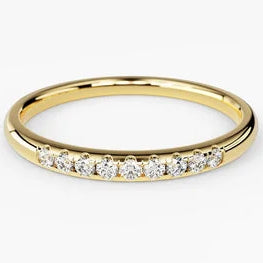 Dainty Diamond Ring / 9 Stone Micro Pave Ring / 14k Solid Gold Plated Diamond Wedding Band for Women / Thin Diamond Ring / Stacking Ring