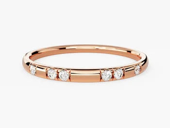 14k Gold plated Dainty Diamond Wedding Band / Micro Pave Set Diamond Ring / Solid Gold Plated Diamond Band for Women / Thin Diamond Ring / Stacking Ring