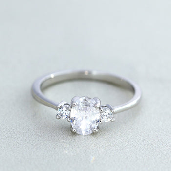 Oval Cut Three Stone Delicate Ring