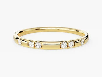 14k Gold plated Dainty Diamond Wedding Band / Micro Pave Set Diamond Ring / Solid Gold Plated Diamond Band for Women / Thin Diamond Ring / Stacking Ring
