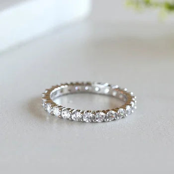 Sterling Silver Full Eternity Ring, CZ Stacking Ring, Gold Stacker, Promise Ring, Rose Gold Stackable Ring, Minimalist Ring