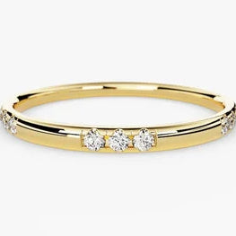 14k Gold Plated Dainty Diamond Wedding Band / Micro Pave Set Diamond Ring / Solid Gold Plated Diamond Band for Women / Thin Diamond Ring / Stacking Ring