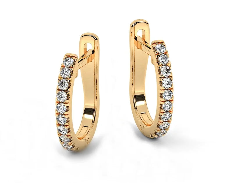 14k Yellow Plated Delicated Unique Huggie Earrings
