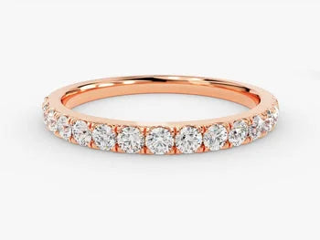 Diamond Half Eternity Ring (0.45ct) / 2.3mm Half Eternity Diamond Wedding Band for Women / Pave Set Stacking Ring / Genuine Natural Diamonds