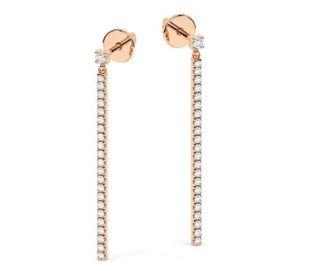 Round Cut Diamond Bar Drop Sterling Silver Earring