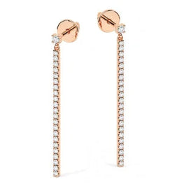 Round Cut Diamond Bar Drop Sterling Silver Earring