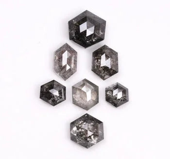 Hexagon Shape Natural Loose Salt & Pepper Diamond