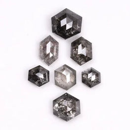 Hexagon Shape Natural Loose Salt & Pepper Diamond