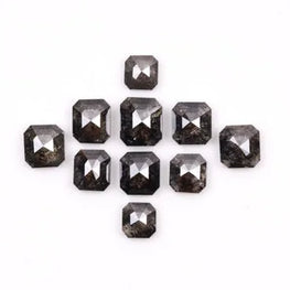 Emerald Shape Salt & Pepper Natural Diamond