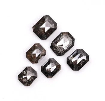 Emerald Shape Natural Salt & Pepper Natural Diamond