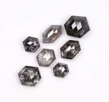 Hexagon Shape Natural Loose Salt & Pepper Diamond