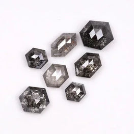 Hexagon Shape Natural Loose Salt & Pepper Diamond