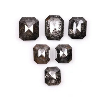 Emerald Shape Natural Salt & Pepper Natural Diamond