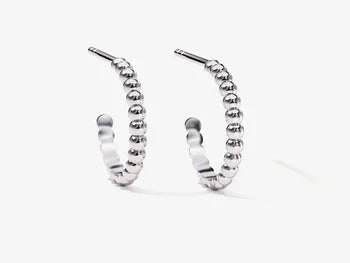 Beaded Hoops Silver Statement Earring