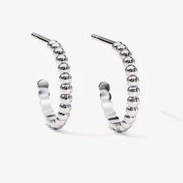 Beaded Hoops Silver Statement Earring