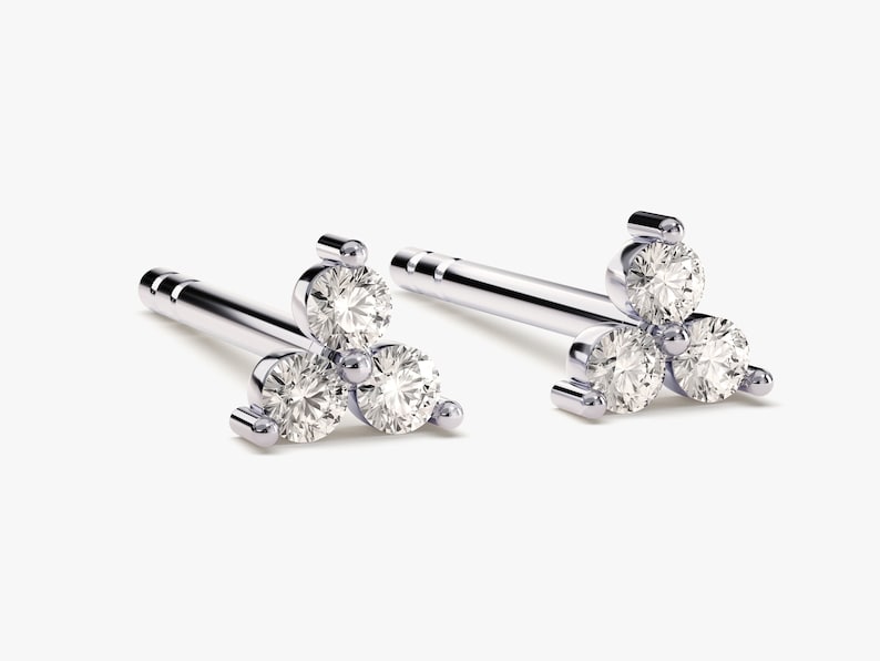 Trinity Diamond Stud Earrings Stunning Engagement Earring Gift Tiny Trio Diamond Earring - Jay Amar Gems